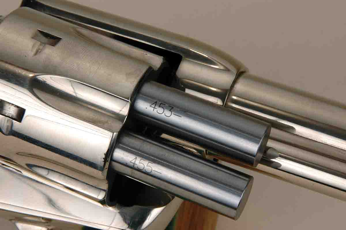 The chamber mouth dimensions of this 3rd Generation .45 Colt show Colt’s problems with consistent chamber size.